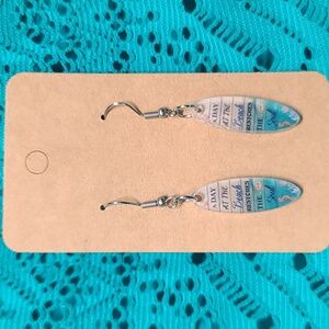 SURFBOARD silvertone & Acrylic Earrings NWT